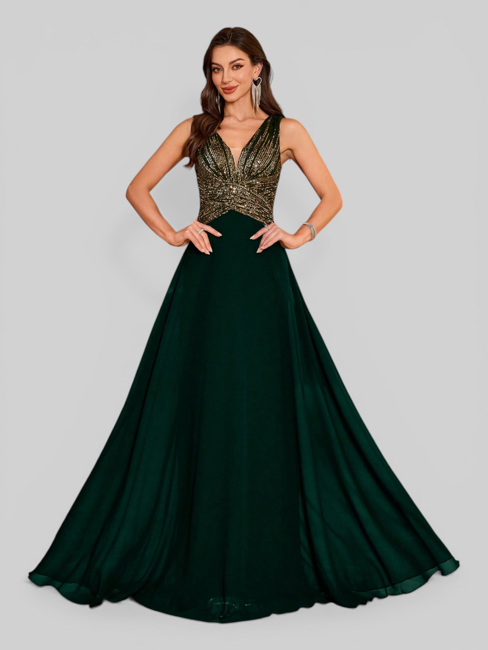 Vestido de Festa Longo Paetê Lovis