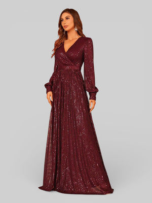 Vestido de Festa Manga Longa Lantejoulas Lunática - Aurea Dress