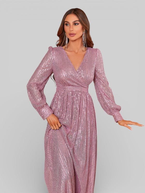 Vestido de Festa Manga Longa Lantejoulas Lunática - Aurea Dress