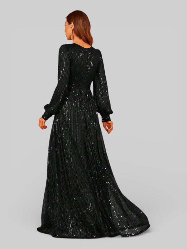 Vestido de Festa Manga Longa Lantejoulas Lunática - Aurea Dress