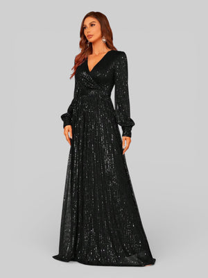 Vestido de Festa Manga Longa Lantejoulas Lunática - Aurea Dress