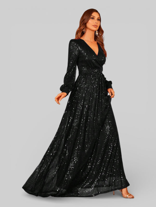 Vestido de Festa Manga Longa Lantejoulas Lunática - Aurea Dress