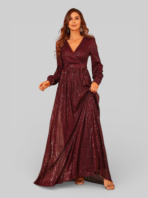 Vestido de Festa Manga Longa Lantejoulas Lunática - Aurea Dress