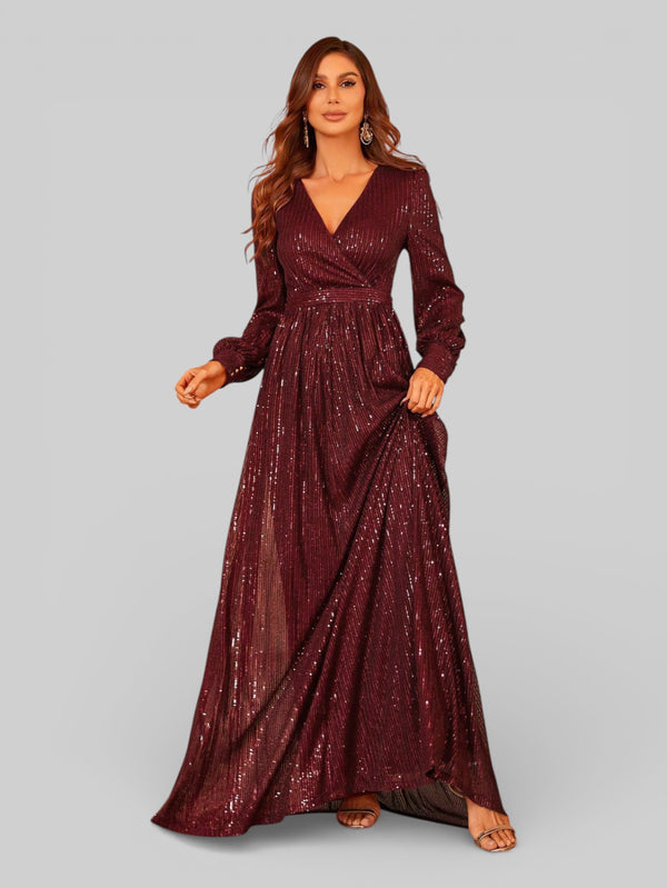 Vestido de Festa Manga Longa Lantejoulas Lunática - Aurea Dress