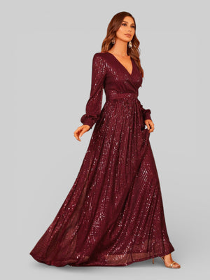 Vestido de Festa Manga Longa Lantejoulas Lunática - Aurea Dress