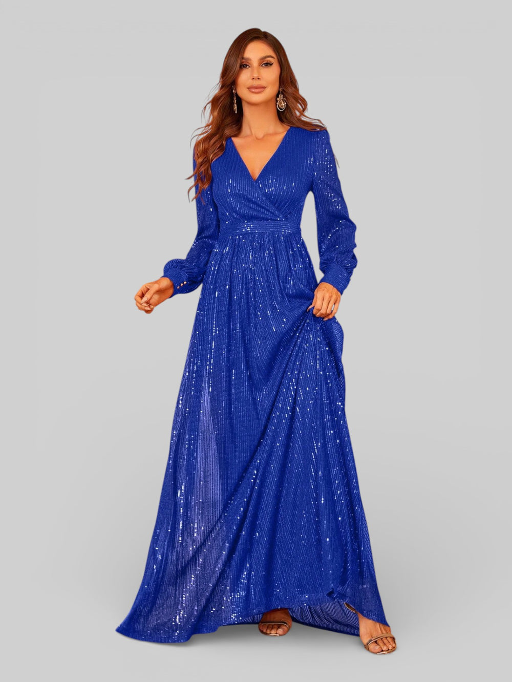 Vestido de Festa Manga Longa Lantejoulas Lunática