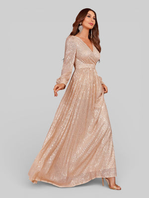 Vestido de Festa Manga Longa Lantejoulas Lunática - Aurea Dress