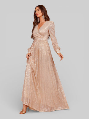 Vestido de Festa Manga Longa Lantejoulas Lunática - Aurea Dress