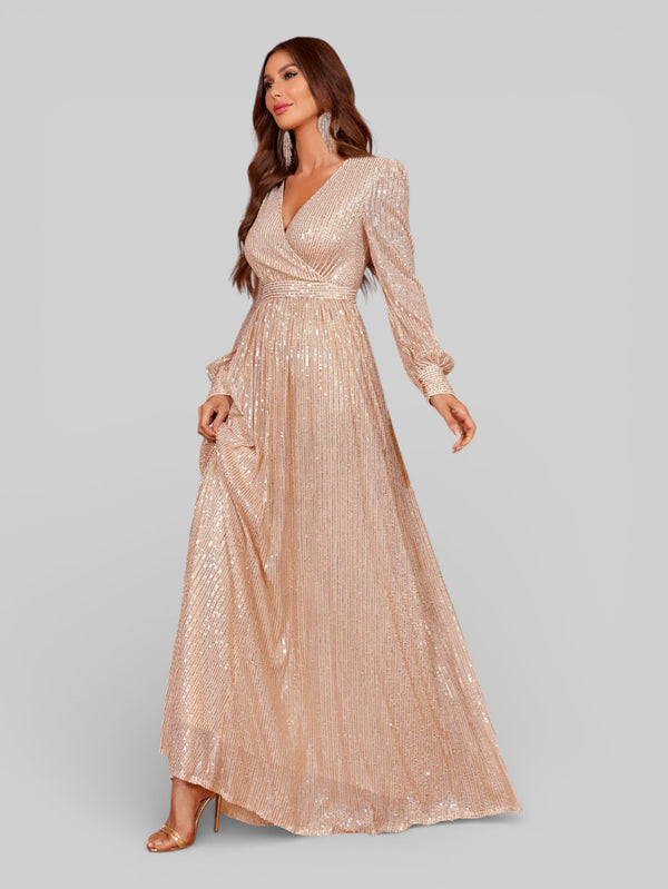 Vestido de Festa Manga Longa Lantejoulas Lunática - Aurea Dress
