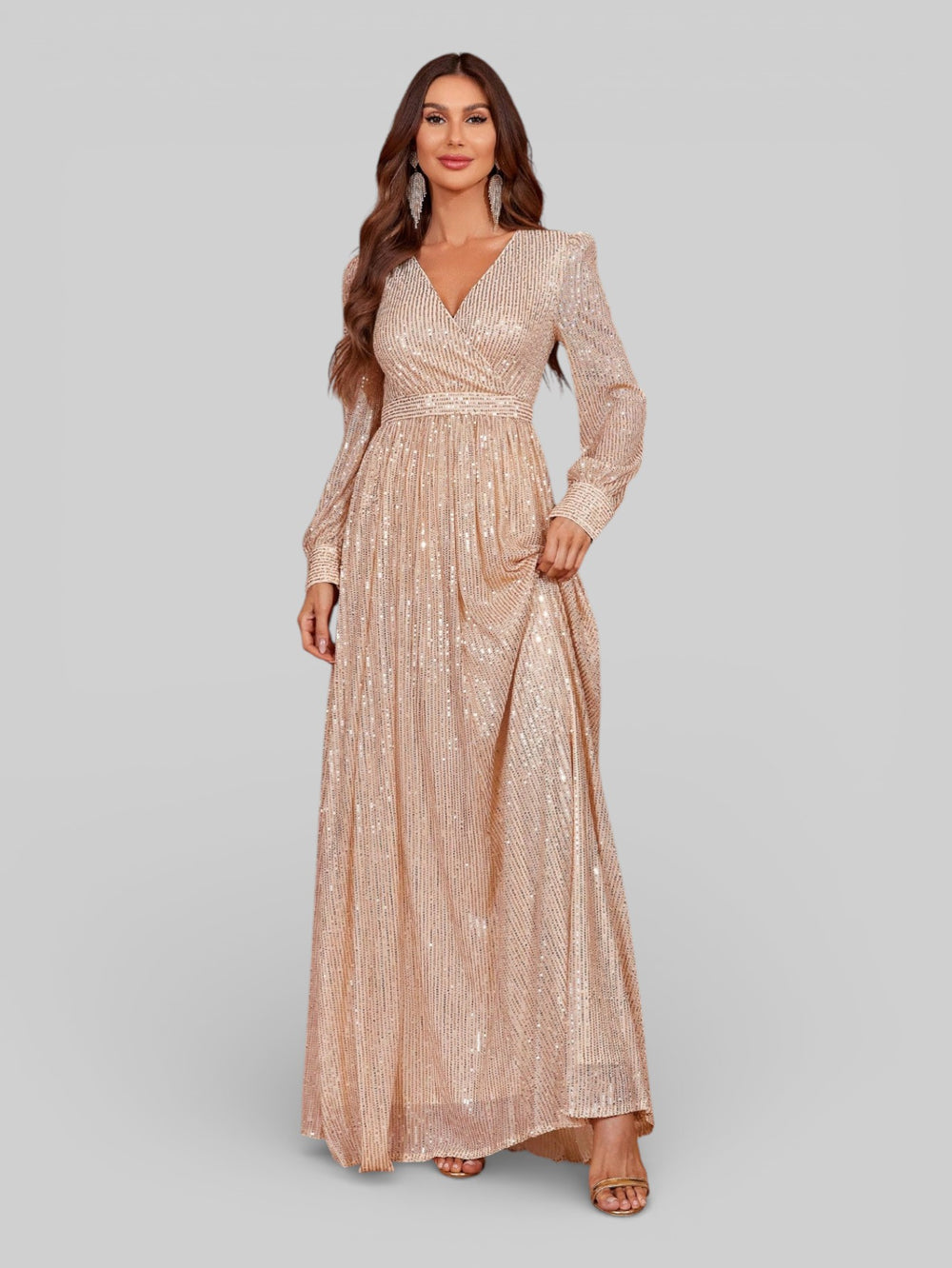 Vestido de Festa Manga Longa Lantejoulas Lunática - Aurea Dress