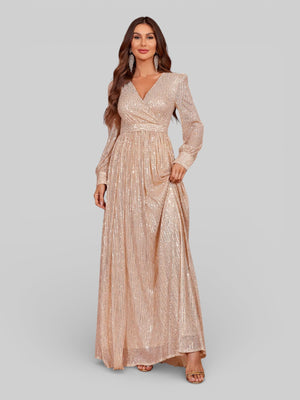 Vestido de Festa Manga Longa Lantejoulas Lunática - Aurea Dress