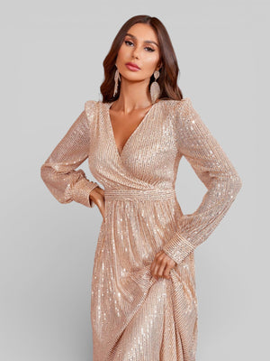 Vestido de Festa Manga Longa Lantejoulas Lunática - Aurea Dress