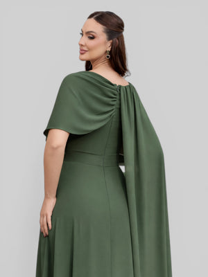 Vestido de Festa Longo com Capa e Flor Madalena - Aurea Dress
