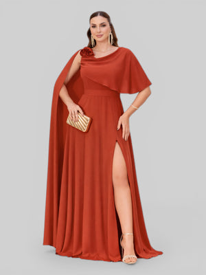 Vestido de Festa Longo com Capa e Flor Madalena - Aurea Dress