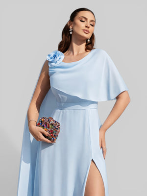 Vestido de Festa Longo com Capa e Flor Madalena - Aurea Dress