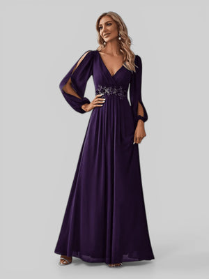 Vestido de Festa Longo com Mangas Austin