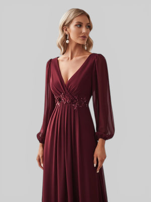 Vestido de Festa Longo com Mangas Austin
