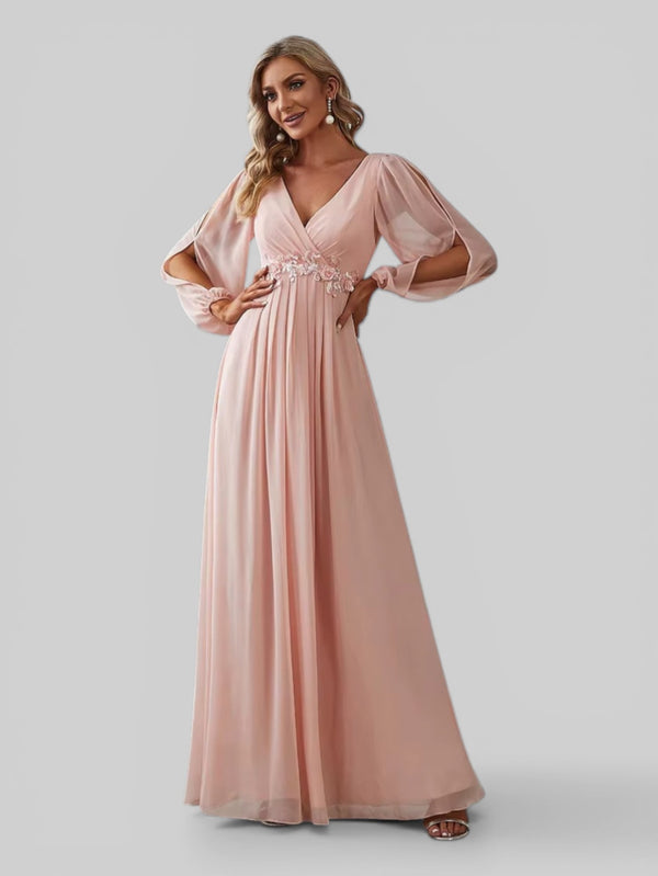 Vestido de Festa Longo com Mangas Austin