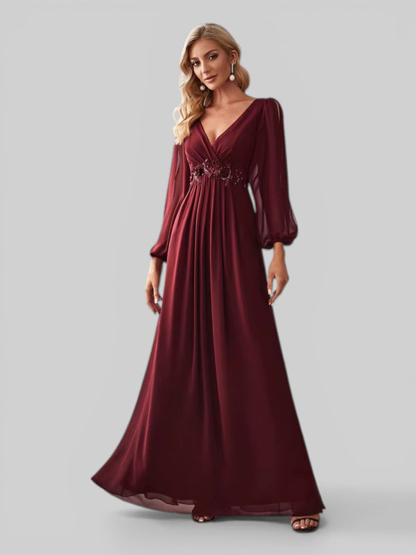 Vestido de Festa Longo com Mangas Austin
