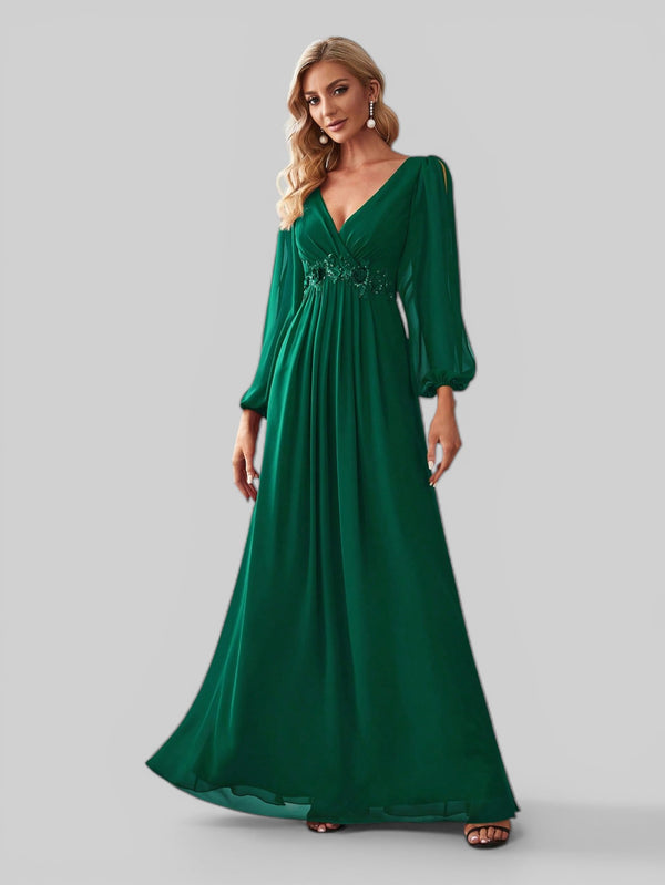 Vestido de Festa Longo com Mangas Austin