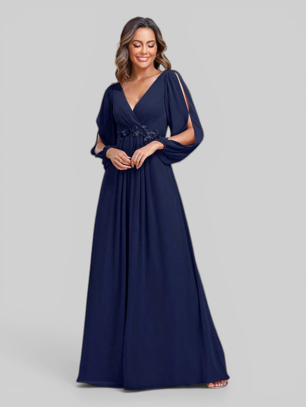 Vestido de Festa Longo com Mangas Austin