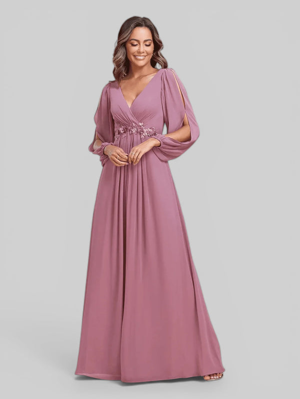 Vestido de Festa Longo com Mangas Austin