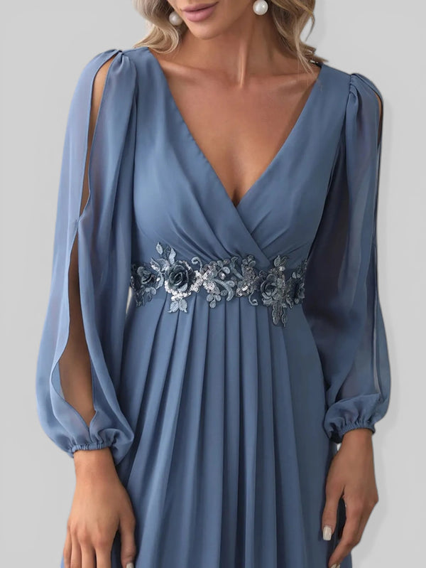 Vestido de Festa Longo com Mangas Austin