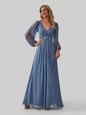 Vestido de Festa Longo com Mangas Austin