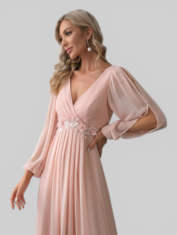 Vestido de Festa Longo com Mangas Austin