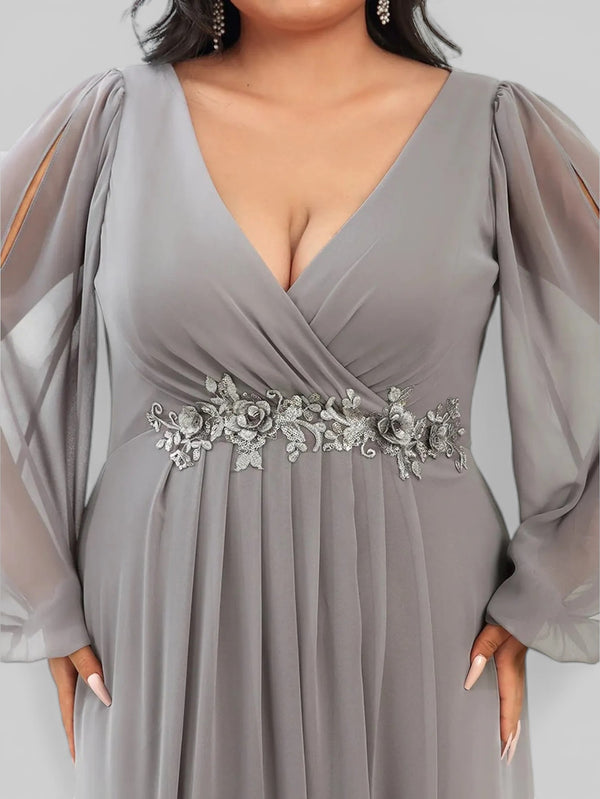 Vestido de Festa Longo com Mangas Austin