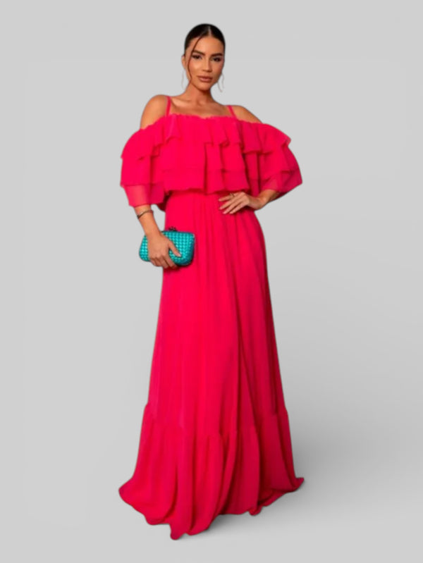 Vestido Longo de Festa com Babados Maura - Aurea Dress