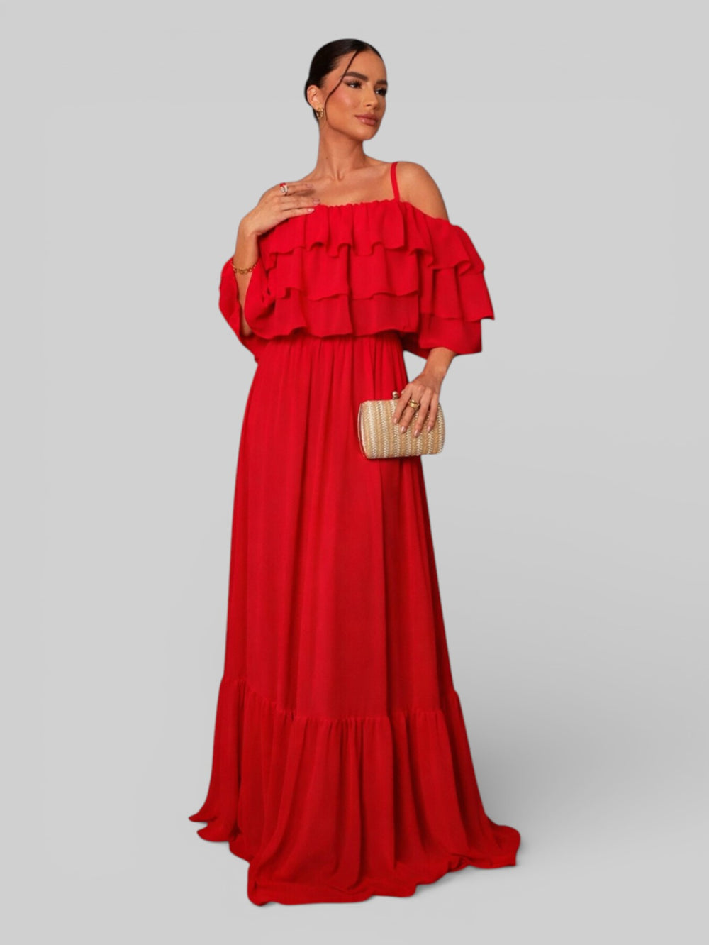 Vestido Longo de Festa com Babados Maura - Aurea Dress