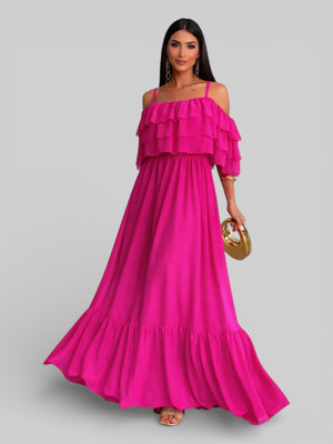 Vestido Longo de Festa com Babados Maura - Aurea Dress