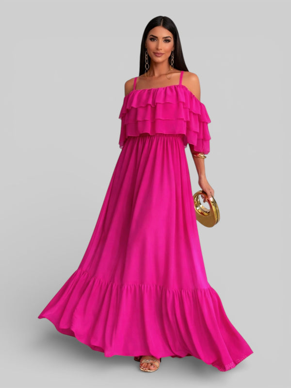 Vestido Longo de Festa com Babados Maura - Aurea Dress