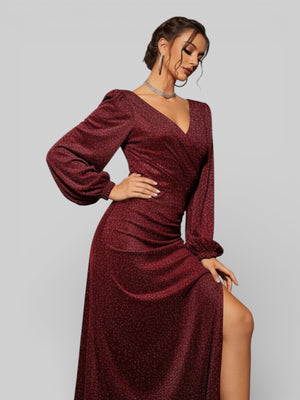 Vestido de Festa Manga Longa Decote V Modely - Aurea Dress