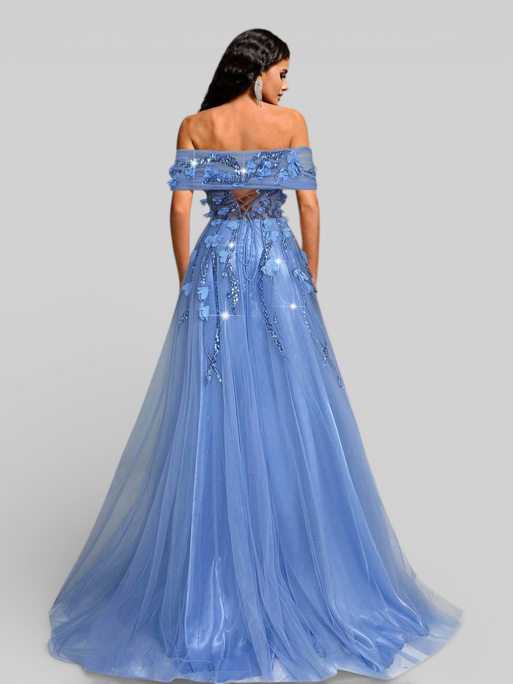 Vestido de Festa Longo com Apliques Olympia