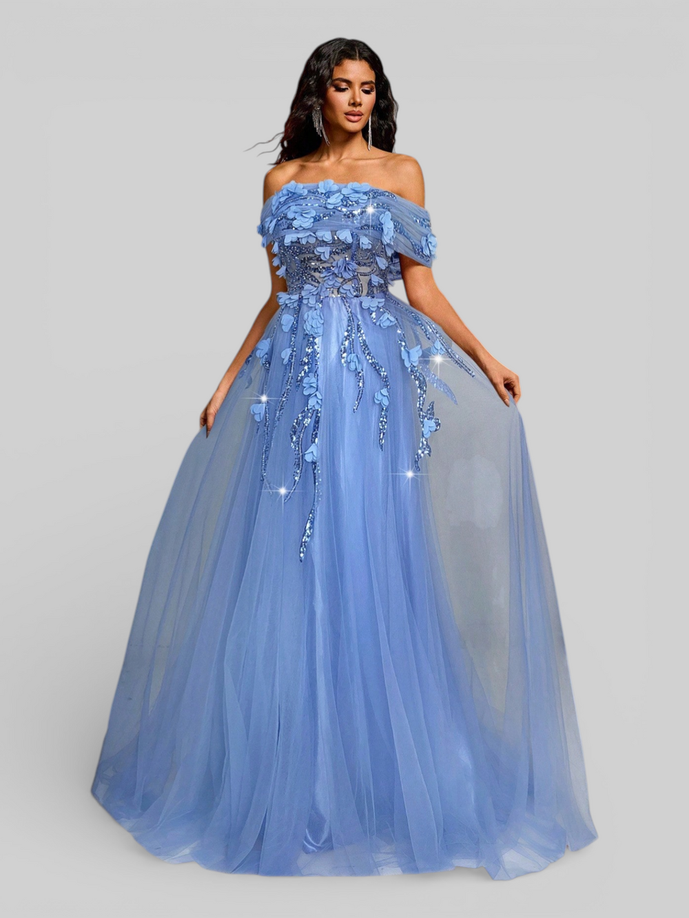 Vestido de Festa Longo com Apliques Olympia