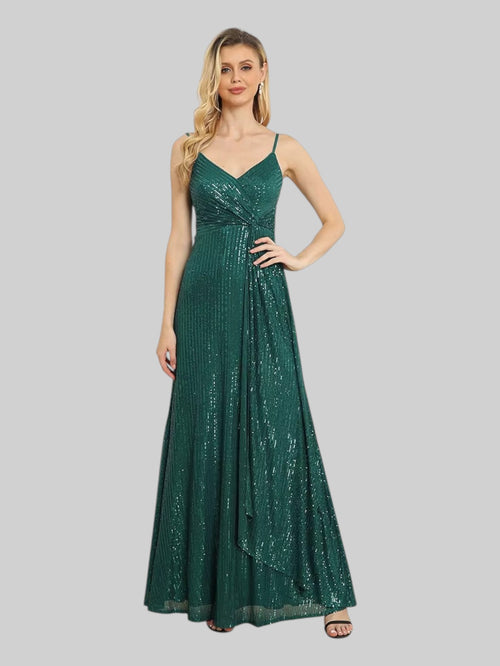 Vestido de Festa Paetê Alças Finas Madison - Aurea Dress