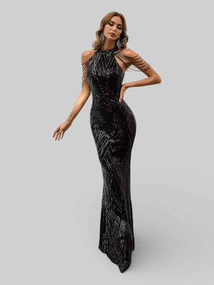 Vestido de Festa Longo Lantejoulas Boston