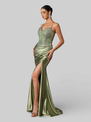 Vestido de Festa Sereia Super Luxo Bordado Apliques