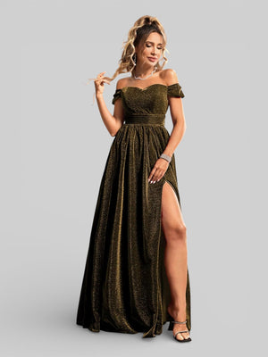Vestido de Festa Ombro a Ombro Lurex Metalizado - Aurea Dress