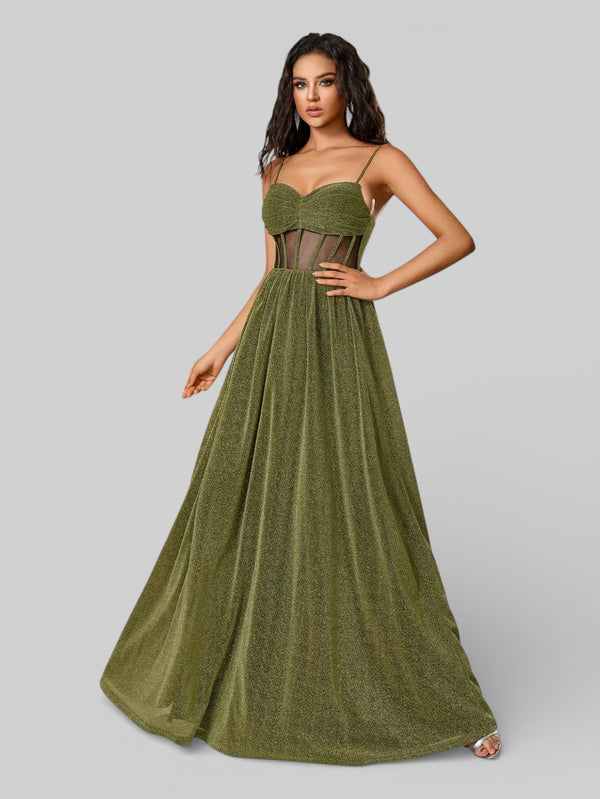 Vestido Longo de Festa com Brilho Corpete - Aurea Dress