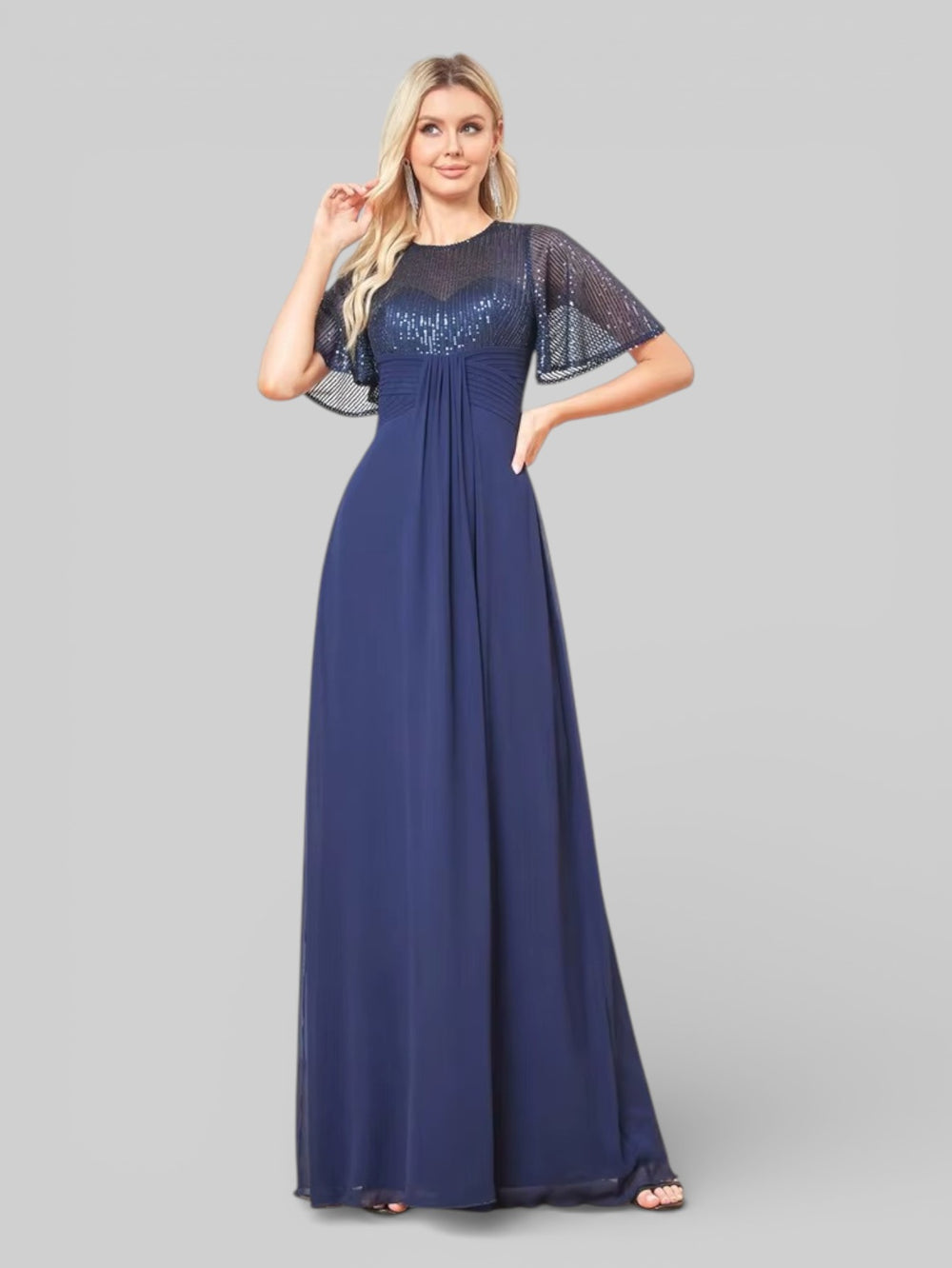 Vestido Longo Lantejoulas Marinho - Aurea Dress