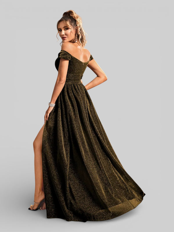 Vestido de Festa Ombro a Ombro Lurex Metalizado - Aurea Dress