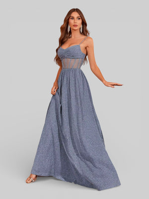 Vestido Longo de Festa com Brilho Corpete - Aurea Dress