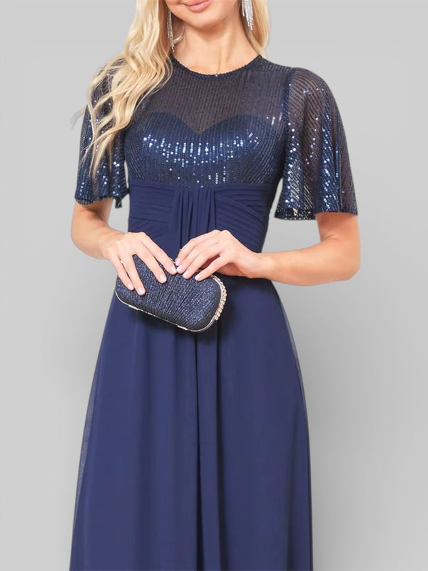 Vestido Longo Lantejoulas Marinho - Aurea Dress