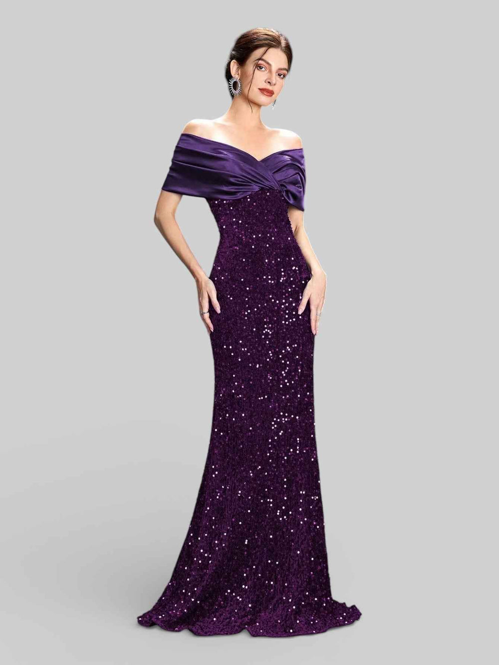 Vestido de Festa Sereia em Paetê Ombro a Ombro Luxuria