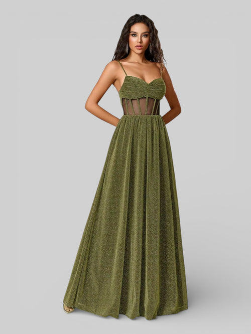Vestido Longo de Festa com Brilho Corpete - Aurea Dress