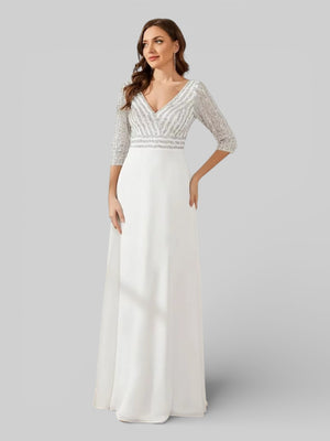 Vestido de Festa Plus Size Manga Longa Lantejoulas - Aurea Dress