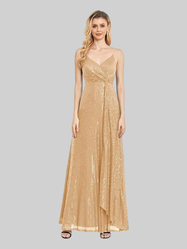 Vestido de Festa Paetê Alças Finas Madison - Aurea Dress